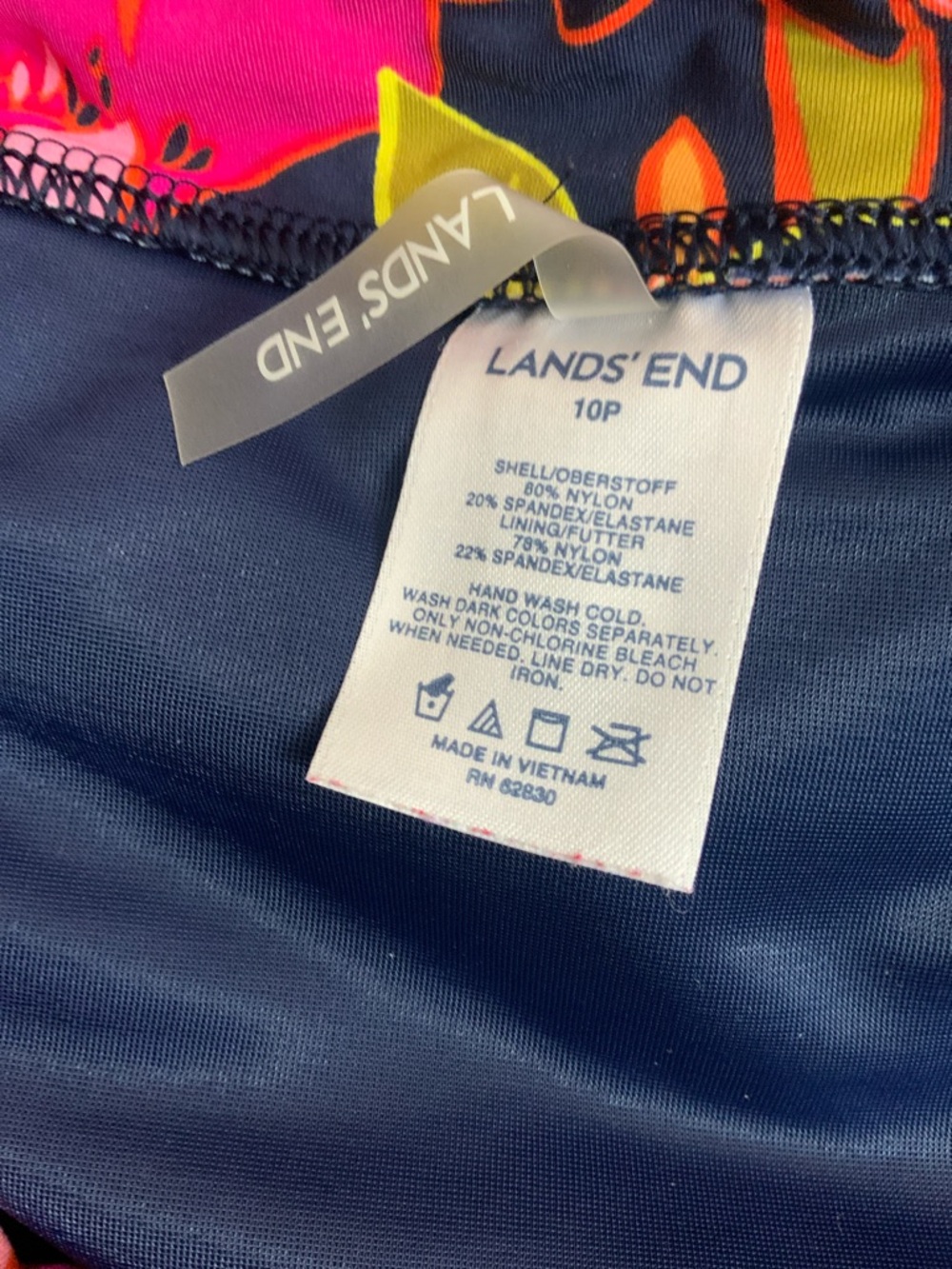 Lands' End Navy Floral Swim top and skirt 10P top is 10DDD - Picture 6 of 6